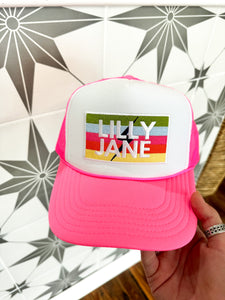 Lilly Jane Lightening Bolt Trucker Hat- Neon Pink