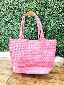 Halle Oversized Woven Tote - Pink