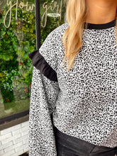 Load image into Gallery viewer, Larissa Leopard Ruffle Sweatshirt- Black
