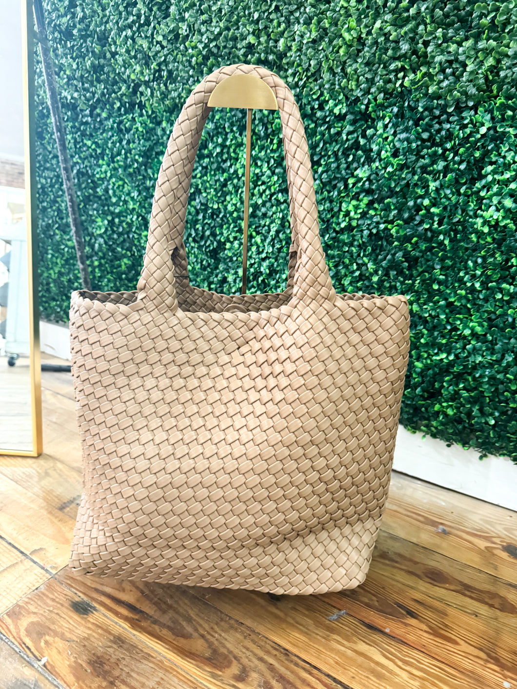 Halle Oversized Woven Tote - Tan