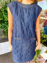 Load image into Gallery viewer, Harriett Sleeveless Quilted Denim Dress- Dark Wash
