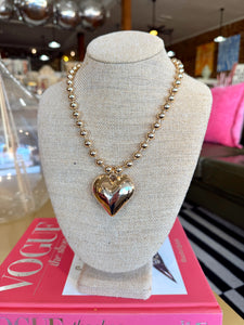 Gold Chunky Heart Pendant Necklace