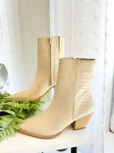 Caty Ankle Boot - Ivory Snakeskin