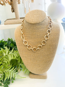 Gold Circle Chain Toggle Necklace