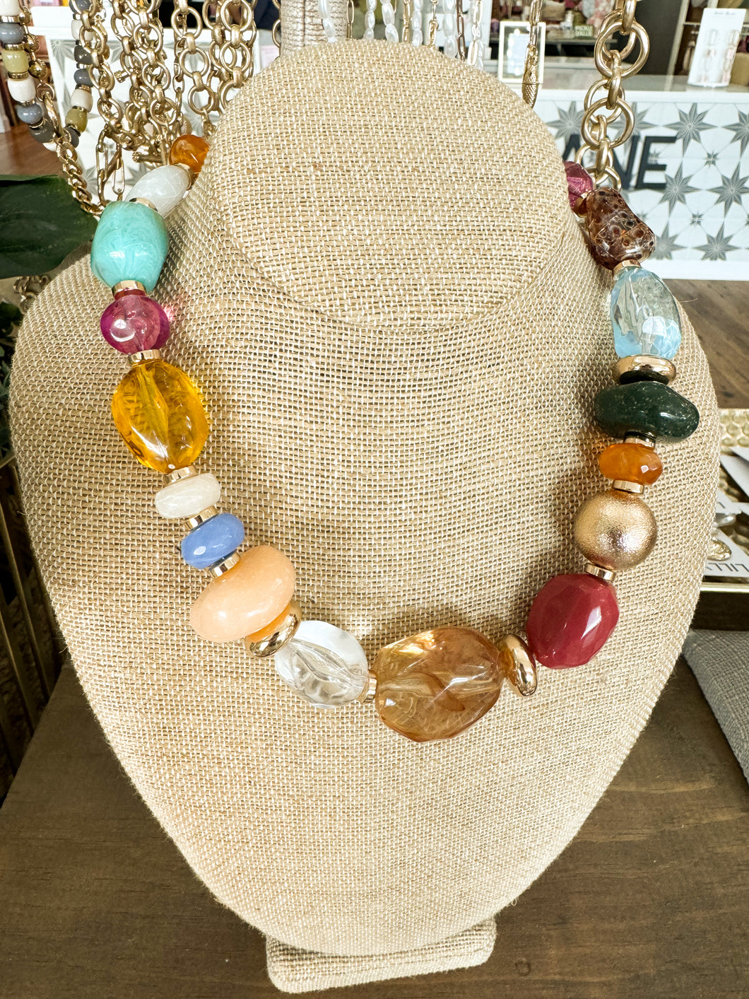 Multi Color Chunky Stone Necklace – Lilly Jane