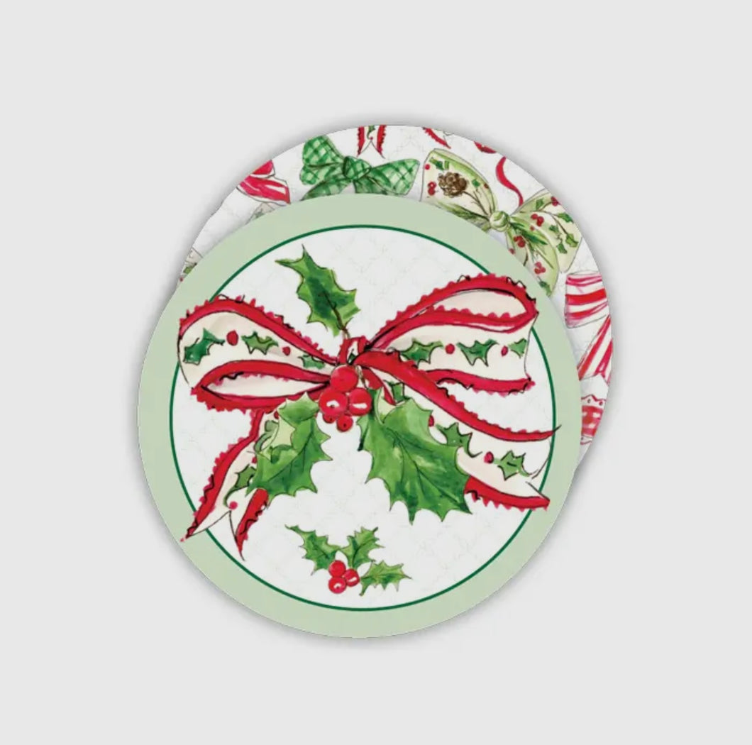 Red & Green Christmas Bow Coasters