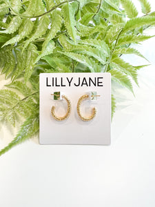 Gold Glazed Textured Oval Hoops