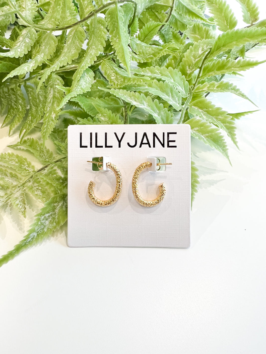 Gold Glazed Textured Oval Hoops