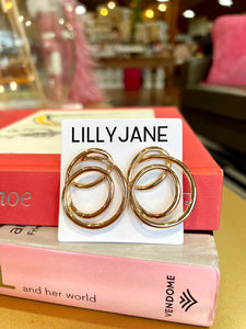 Gold Chunky Spiral Circle Earrings