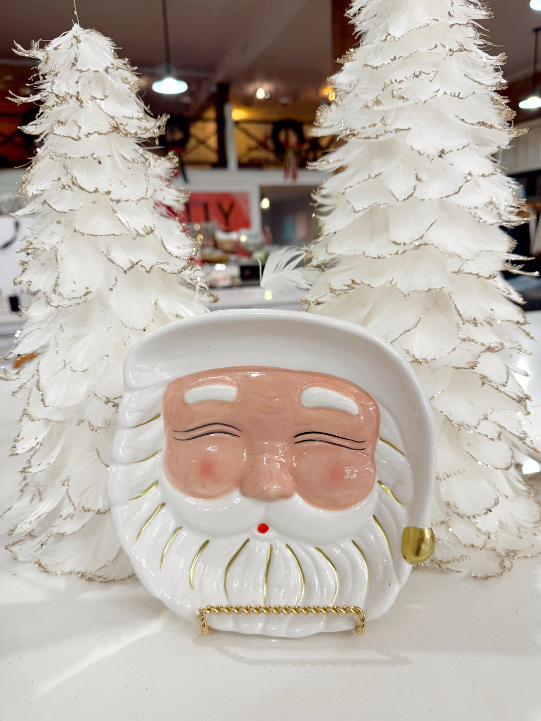 Santa Dessert Plate -White