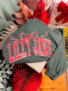 Lilly Jane Christmas Bow Sweatshirt -Hunter Green