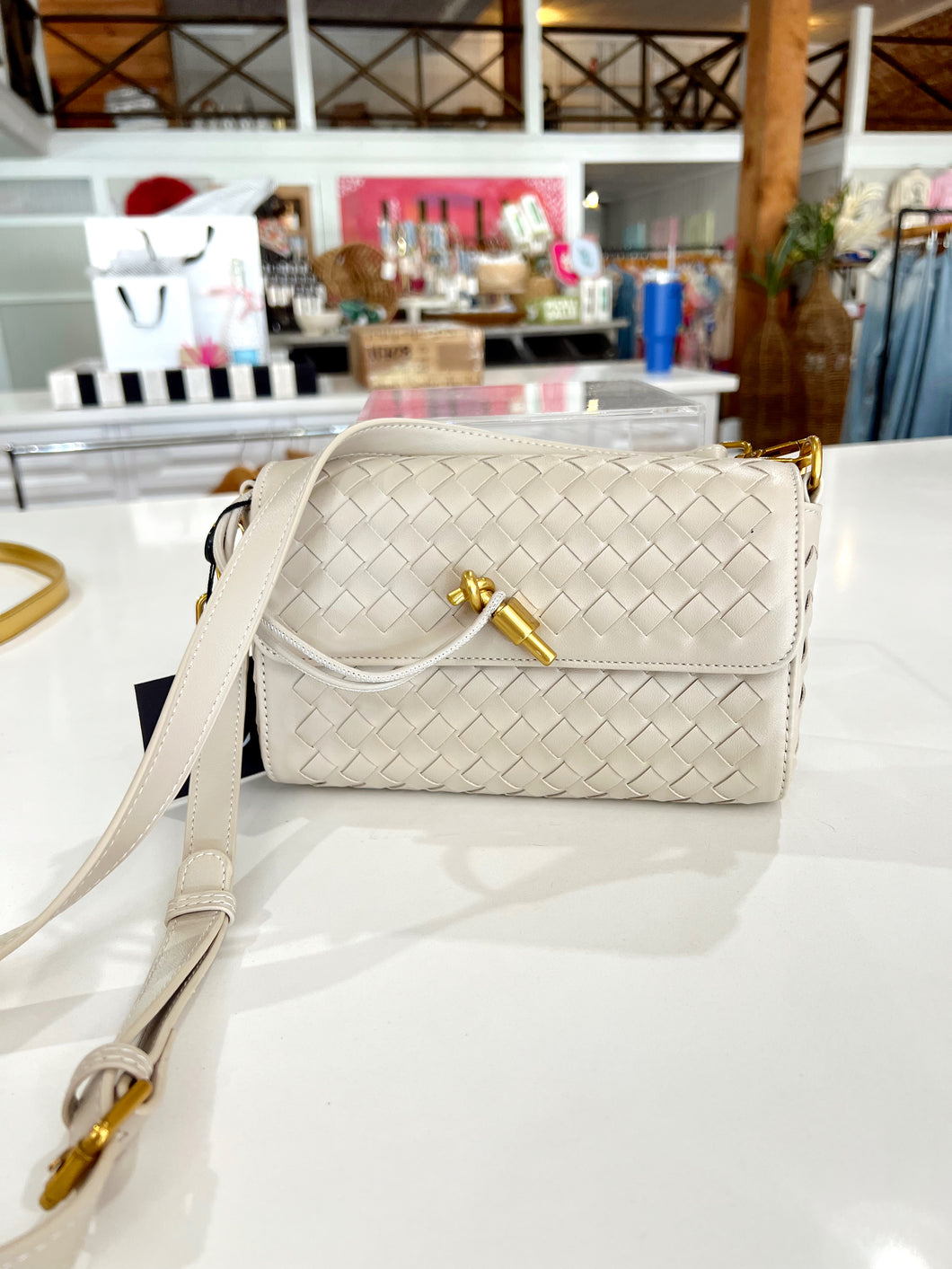 Macie Woven Crossbody - Cream