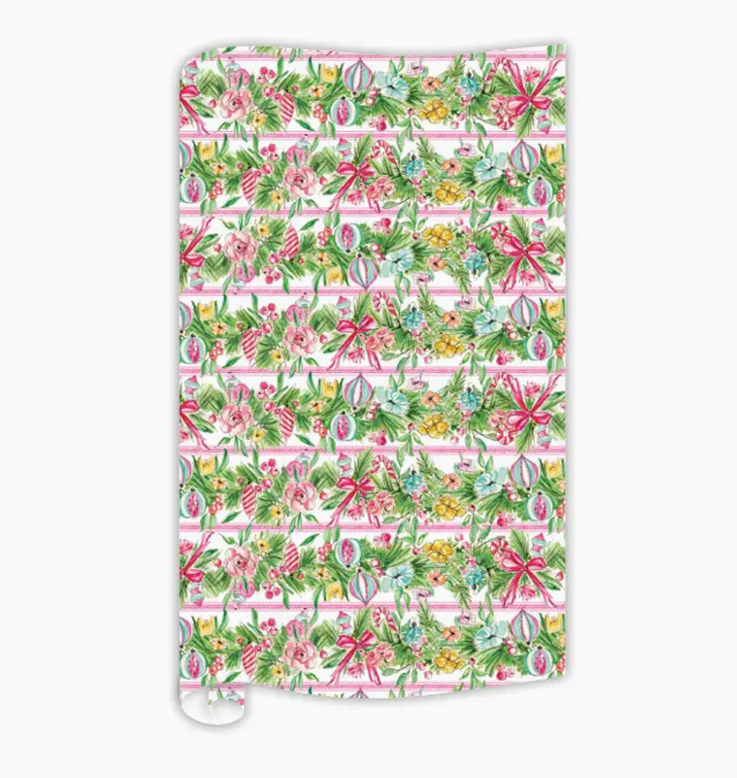 Pink Vintage Garland Wrapping Paper