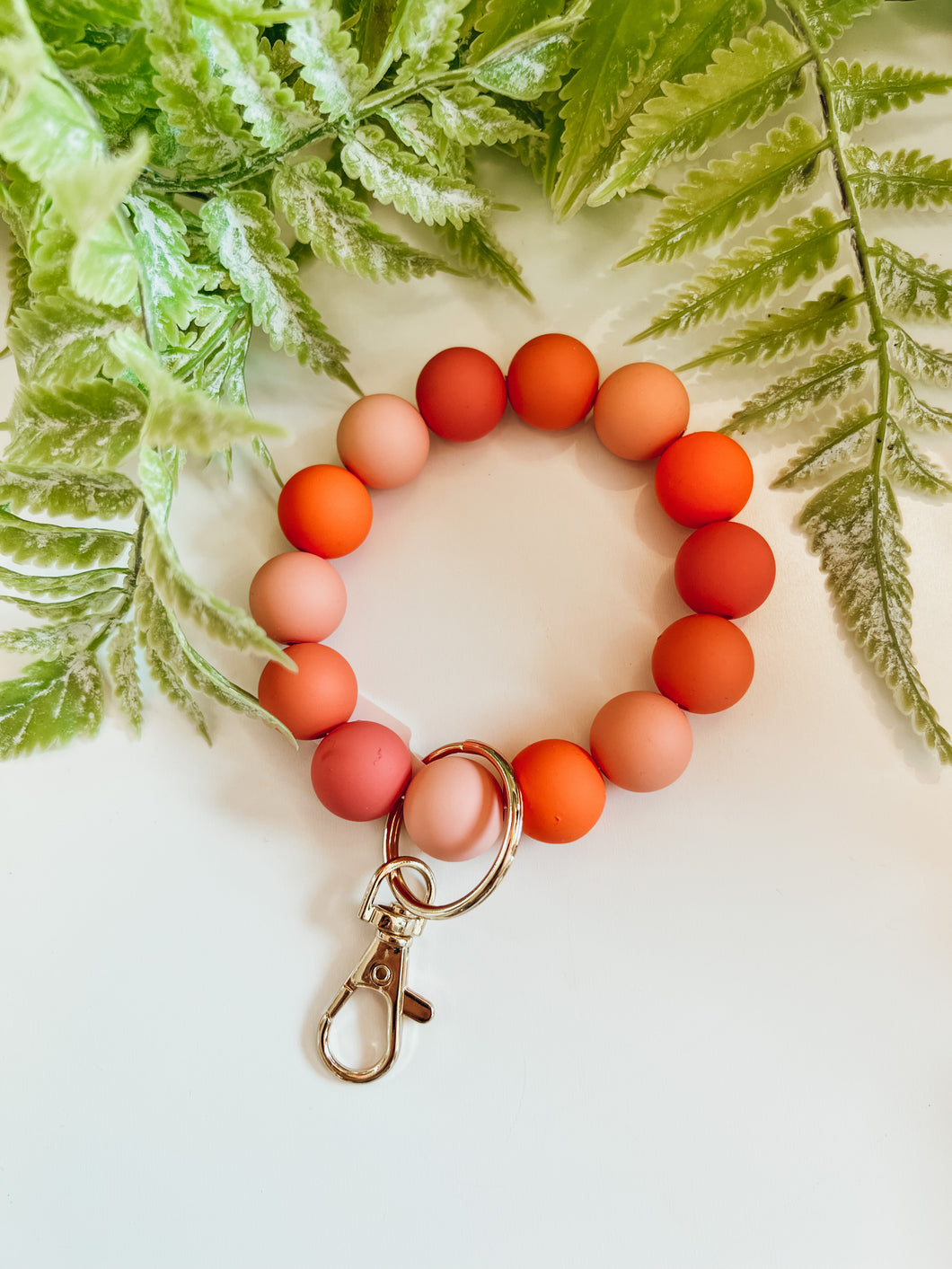 Chunky Ball Bracelet Key Chain- Orange & Pink Multi